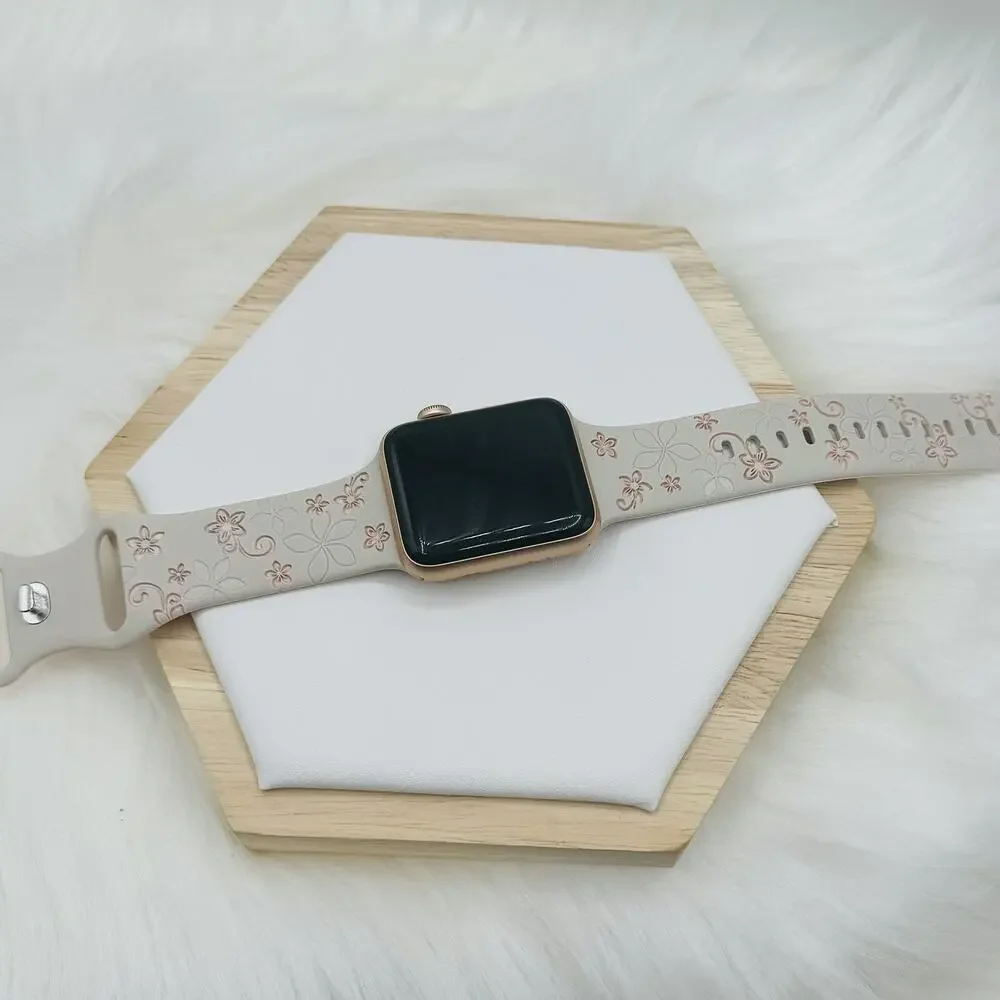 Floral Design Apple Watch Bands in Beige pink 42mm 44mm 45mm 49mm